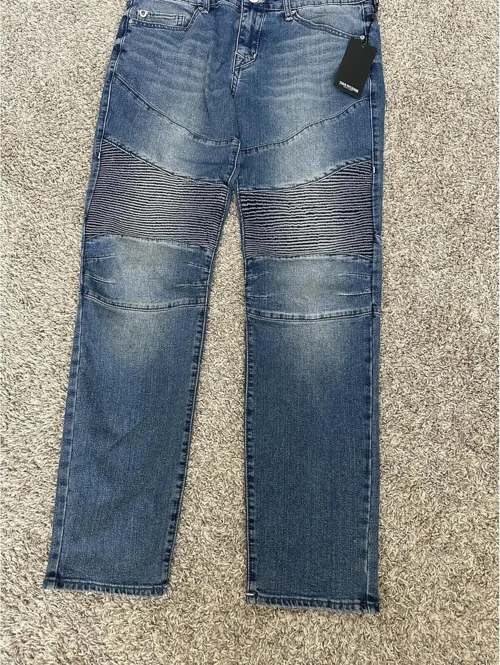 True Religion Rocco Moto Biker Rider Relaxed Skinny Jeans Stretch Size 32x32 New